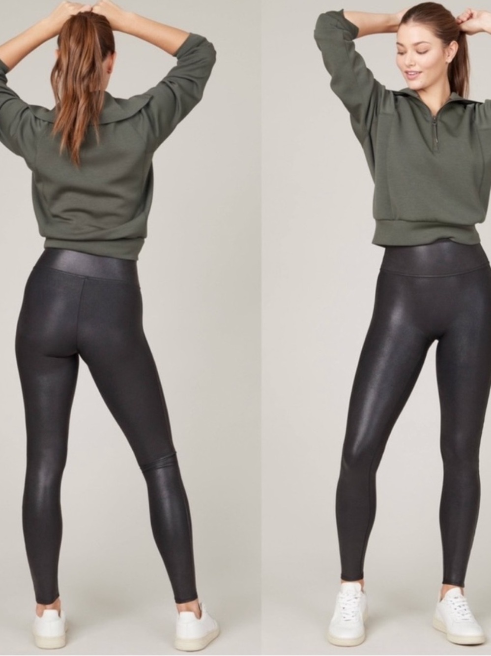 Spanx Faux Leather Leggings XL Black Spandex Casual business Streetwear night